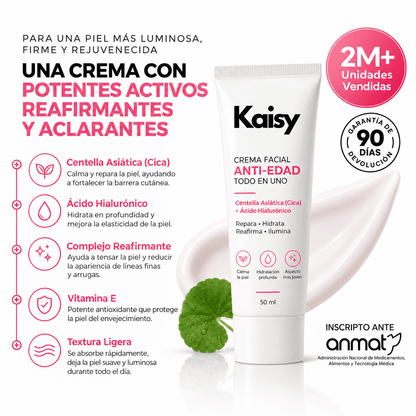 Kaisy™ Crema facial Antiedad · Efecto lifting inmediato + Piel de vidrio coreana