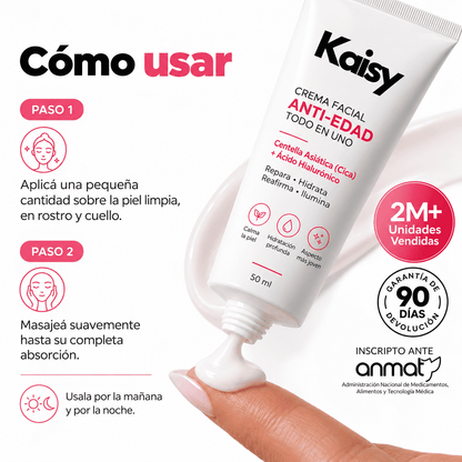 Kaisy™ Crema facial Antiedad · Efecto lifting inmediato + Piel de vidrio coreana